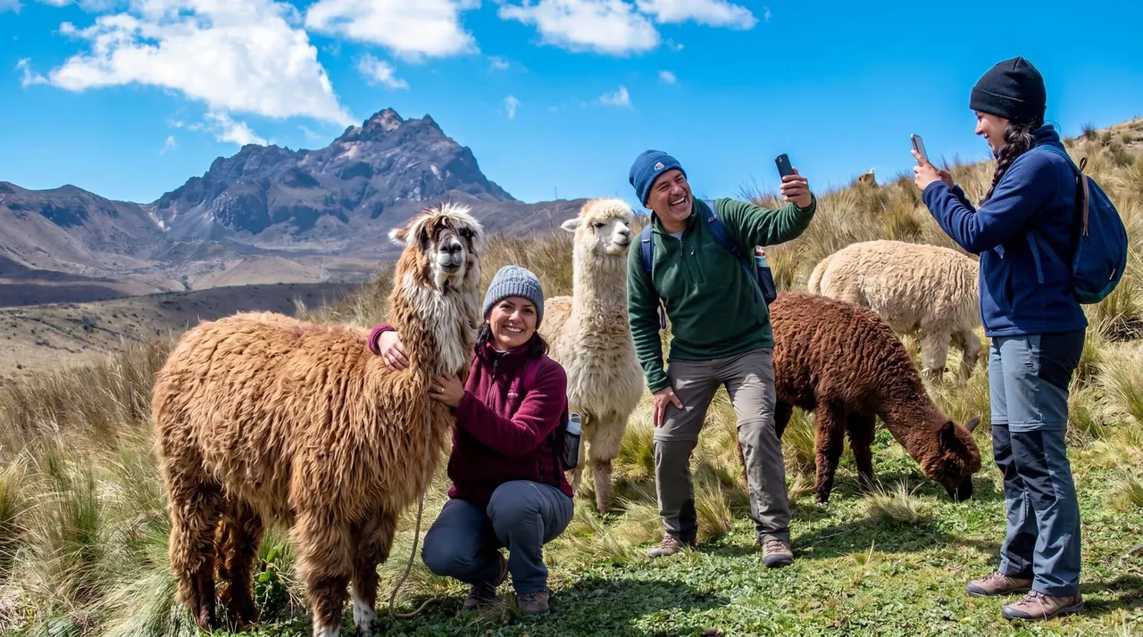 Encuentro con alpacas en las laderas del Pichincha