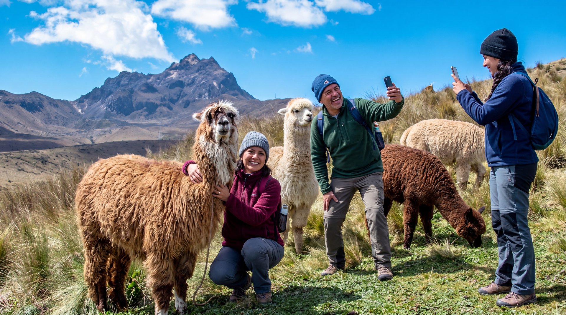 Encuentro con alpacas en las laderas del Pichincha