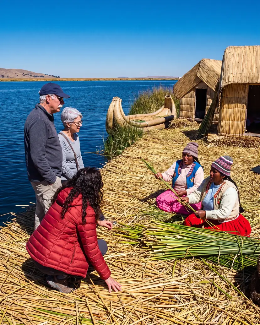 Islas flotantes de los Uros en el Lago Titicaca
