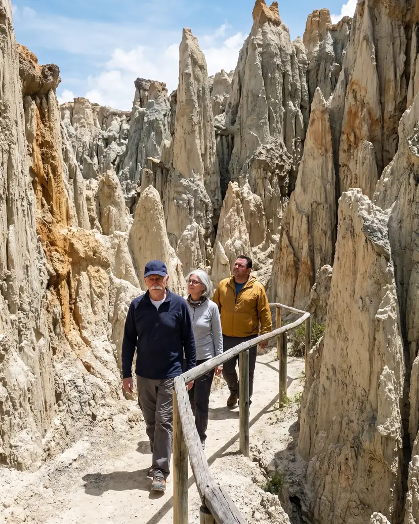 Sendero entre las formaciones del Valle de la Luna, en La Paz